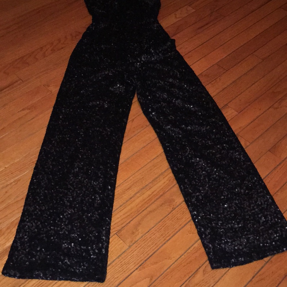 DRESS THE POPULATION BLACK SEQUINED NWOT JUMPSUIT SIZE SMALL - Picture 8 of 11